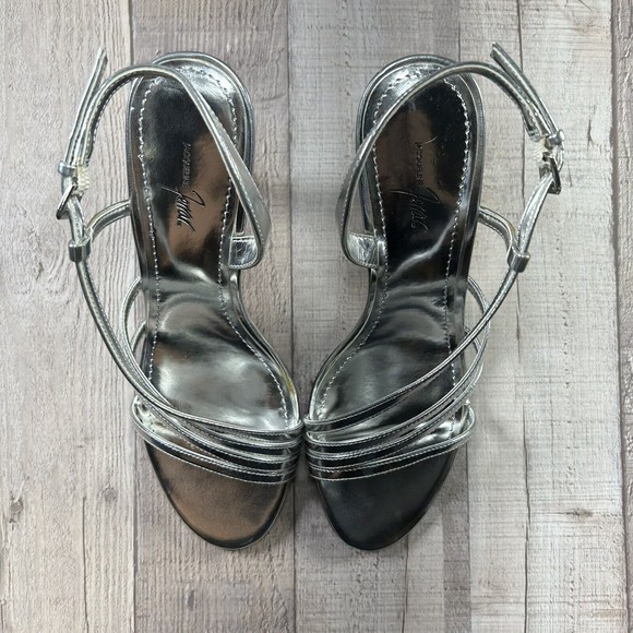 Jacqueline Ferrar Women's Strappy Ankle Strap Sandals High Heels Silver Size 7.5 - Picture 6 of 13